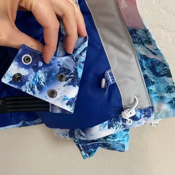 Roxy Size 10 Girls Snowboarding Skiing Jacket Coat Parka Winter Warm Pink Blue - Picture 4 of 8